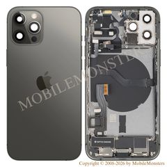 Korpuss iPhone 12 Pro (A2407) Videja daļa, Baterijas vāciņš, (Lietots A stavoklis) Melns 