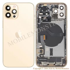 Korpuss iPhone 12 Pro (A2407) Videja daļa, Baterijas vāciņš, (Lietots A stavoklis) Zelts 