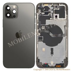 Korpuss iPhone 12 Pro Max (A2411) Videja daļa, Baterijas vāciņš, (Lietots A stavoklis) Melns 