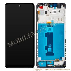 Displejs Motorola Moto E32s ar Skārienjūtīgo stiklu un apkart ramiti (Service pack) Melns