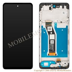Displejs Motorola Moto G04s ar Skārienjūtīgo stiklu un apkart ramiti (Service pack) Melns