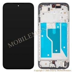 Displejs Motorola Moto G77 ar Skārienjūtīgo stiklu un apkart ramiti, (Service pack) Melns