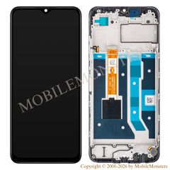 Displejs Oppo A17 ar Skārienjūtīgo stiklu un apkart ramiti, (Service pack) Melns