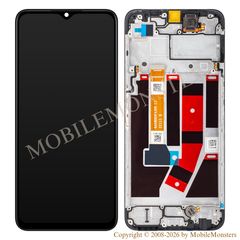 Displejs Oppo A77 4G ar Skārienjūtīgo stiklu un apkart ramiti, (Service pack) Melns 