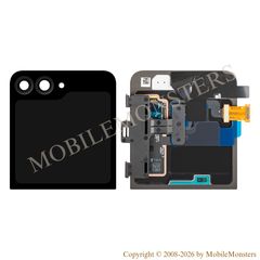 Displejs Samsung SM-F741 Galaxy Z Flip 6 5G ar Skārienjūtīgo stiklu un apkart ramiti SUB outer Melns