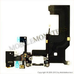 Шлейф iPhone 5 (A1429) Системный коннектор, Коннектор наушников, с микрофоном Белый