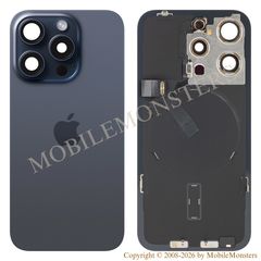 Korpuss iPhone 15 Pro Baterijas vāciņš, (Lietots A stavoklis) Zils