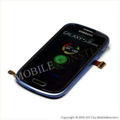 Lcd Samsung i8190 Galaxy S3 Mini with Touchscreen, lens and front frame Blue
