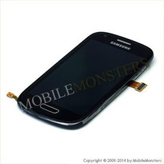 Displejs Samsung i8200 Galaxy S3 Mini VE ar Skārienjūtīgo stiklu un apkart ramiti Melns