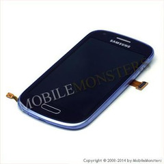 Displejs Samsung i8200 Galaxy S3 Mini VE ar Skārienjūtīgo stiklu un apkart ramiti Zils