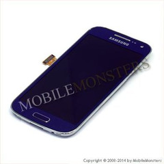 Displejs Samsung i9195 Galaxy S4 mini ar Skārienjūtīgo stiklu un apkart ramiti Zils