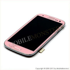 Displejs Samsung i9300 Galaxy S III (S3) ar Skārienjūtīgo stiklu un apkart ramiti Rozā