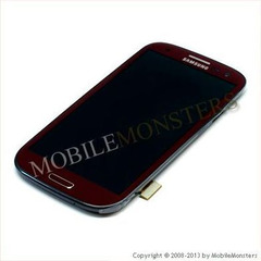 Displejs Samsung i9300 Galaxy S III (S3) ar Skārienjūtīgo stiklu un apkart ramiti Sarkans