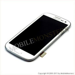 Displejs Samsung i9300 Galaxy S III (S3) ar Skārienjūtīgo stiklu un apkart ramiti Balts
