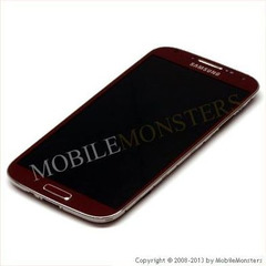 Дисплей Samsung i9505 Galaxy S IV (S4) с Тачскрином, стеклом и рамкой Красный