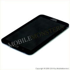 Displejs Samsung SM-T211 Galaxy Tab 3 7.0 ar Skārienjūtīgo stiklu un apkart ramiti Melns