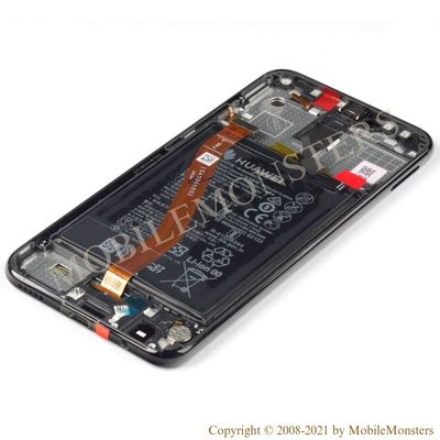Displejs Huawei Mate 20 Lite (SNE-LX1) ar Skārienjūtīgo stiklu un apkart ramiti, ar akumulatoru, (Service pack) Melns