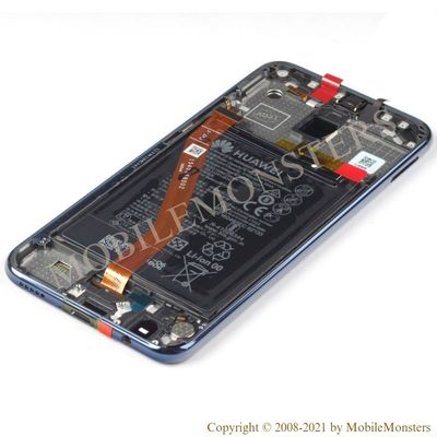 Displejs Huawei Mate 20 Lite (SNE-LX1) ar Skārienjūtīgo stiklu un apkart ramiti, ar akumulatoru, (Service pack) Zils