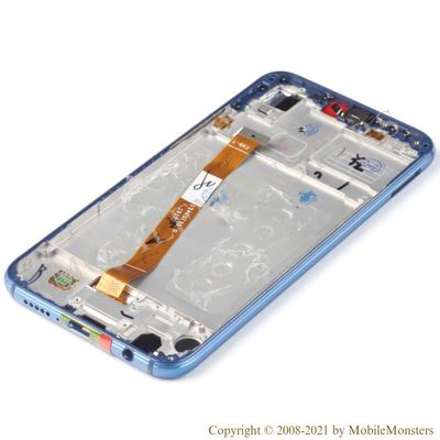 Displejs Huawei P20 Lite (ANE-LX1) ar Skārienjūtīgo stiklu un apkart ramiti Zils