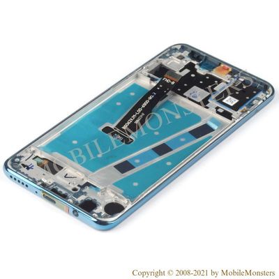 Displejs Huawei P30 Lite (MAR-LX1A) ar Skārienjūtīgo stiklu un apkart ramiti Zils