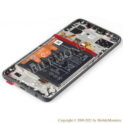 Displejs Huawei P40 Lite 5G (CDY-NX9A) ar Skārienjūtīgo stiklu un apkart ramiti, ar akumulatoru Melns