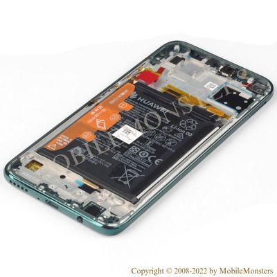 Displejs Huawei P40 Lite (JNY-LX1) ar Skārienjūtīgo stiklu un apkart ramiti, ar akumulatoru, (Service pack) Zaļš