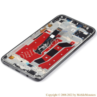 Displejs Huawei P40 Lite (JNY-LX1) ar Skārienjūtīgo stiklu un apkart ramiti Melns