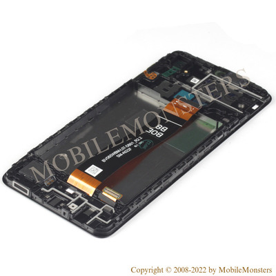 Дисплей Samsung SM-A022 Galaxy A02 с Тачскрином, стеклом и рамкой, (Service pack) Чёрный