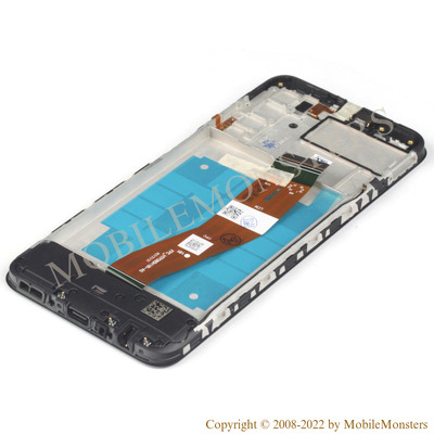 Displejs Samsung SM-A037F Galaxy A03s ar Skārienjūtīgo stiklu un apkart ramiti, (Service pack) Melns