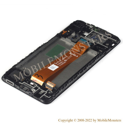Displejs Samsung SM-A125F Galaxy A12 ar Skārienjūtīgo stiklu un apkart ramiti, (Service pack) Melns