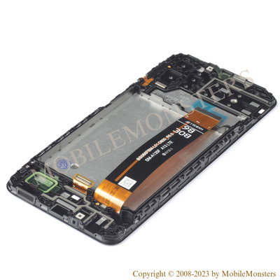 Displejs Samsung SM-A137F Galaxy A13 ar Skārienjūtīgo stiklu un apkart ramiti Melns
