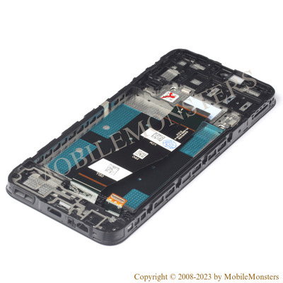 Displejs Samsung SM-A145F Galaxy A14 ar Skārienjūtīgo stiklu un apkart ramiti Melns