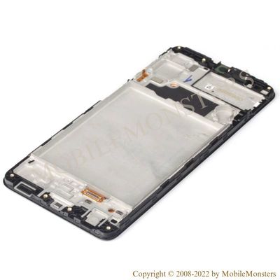 Дисплей Samsung SM-A225F Galaxy A22  с Тачскрином, стеклом и рамкой, (Service pack) Чёрный