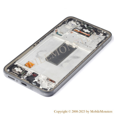 Displejs Samsung SM-A346B Galaxy A34 5G ar Skārienjūtīgo stiklu un apkart ramiti, (Service pack) Pelēks