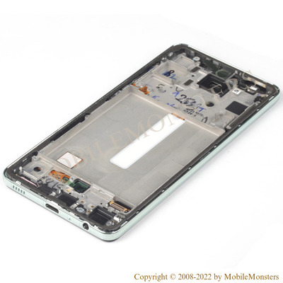 Displejs Samsung SM-A528F Galaxy A52s ar Skārienjūtīgo stiklu un apkart ramiti Zaļš