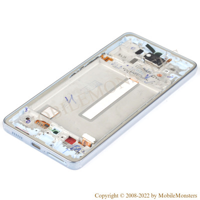 Displejs Samsung SM-A536F Galaxy A53 5G ar Skārienjūtīgo stiklu un apkart ramiti, (Service pack) Zils