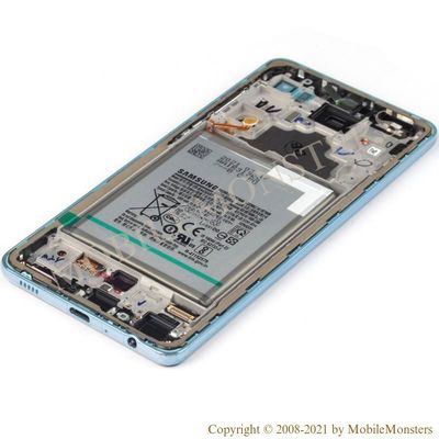 Displejs Samsung SM-A725F Galaxy A72 ar Skārienjūtīgo stiklu un apkart ramiti, ar akumulatoru Zils