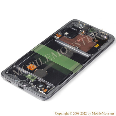 Displejs Samsung SM-A908B Galaxy A90 5G ar Skārienjūtīgo stiklu un apkart ramiti Melns