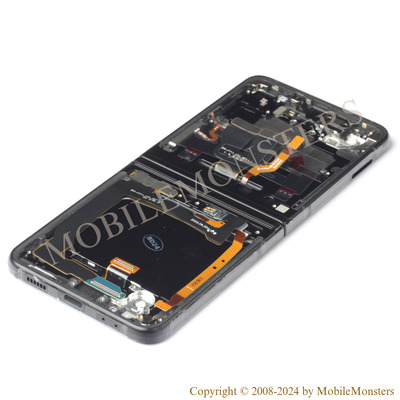 Displejs Samsung SM-F711B Galaxy Z Flip 3 5G ar Skārienjūtīgo stiklu un apkart ramiti, (Service pack) Melns