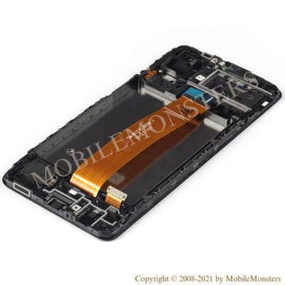 Displejs Samsung SM-M127F Galaxy M12 ar Skārienjūtīgo stiklu un apkart ramiti, (Service pack) Melns