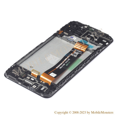 Displejs Samsung SM-M135F Galaxy M13 ar Skārienjūtīgo stiklu un apkart ramiti, (Service pack) Melns