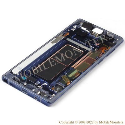 Displejs Samsung SM-N960F Galaxy Note 9 ar Skārienjūtīgo stiklu un apkart ramiti Zils