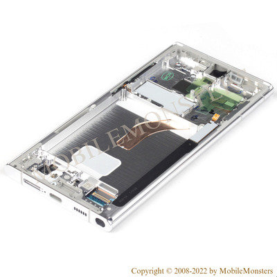 Displejs Samsung SM-S908B Galaxy S22 Ultra ar Skārienjūtīgo stiklu un apkart ramiti, (Service pack) Balts