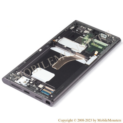 Дисплей Samsung SM-S908B Galaxy S22 Ultra с Тачскрином, стеклом и рамкой, (Service pack) Чёрный