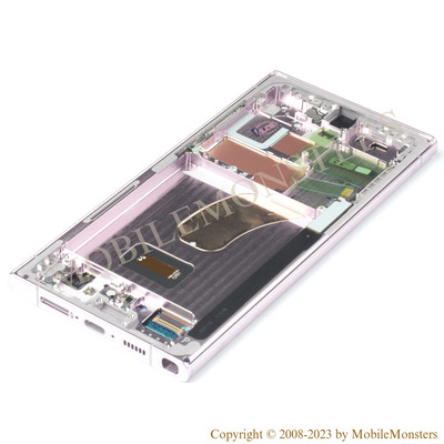 Displejs Samsung SM-S918B Galaxy S23 Ultra ar Skārienjūtīgo stiklu un apkart ramiti, (Service pack) Violets