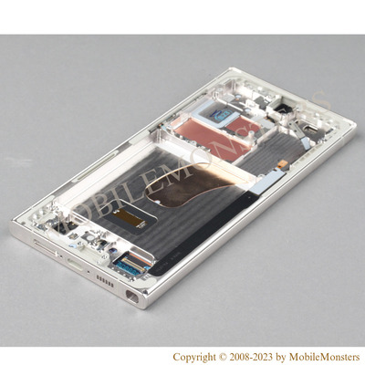 Displejs Samsung SM-S918B Galaxy S23 Ultra ar Skārienjūtīgo stiklu un apkart ramiti, (Service pack) Zelts