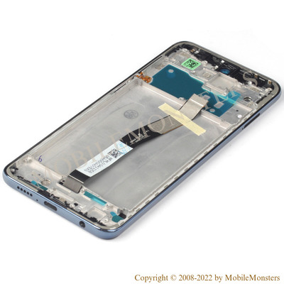 Displejs Xiaomi Redmi Note 9 Pro (M2003J6B2G) ar Skārienjūtīgo stiklu un apkart ramiti, (Service pack) Zils