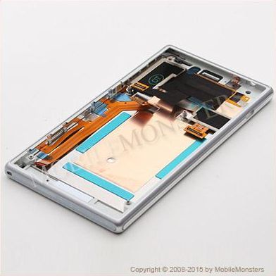 Displejs Sony D2303 Xperia M2  ar Skārienjūtīgo stiklu un apkart ramiti Balts