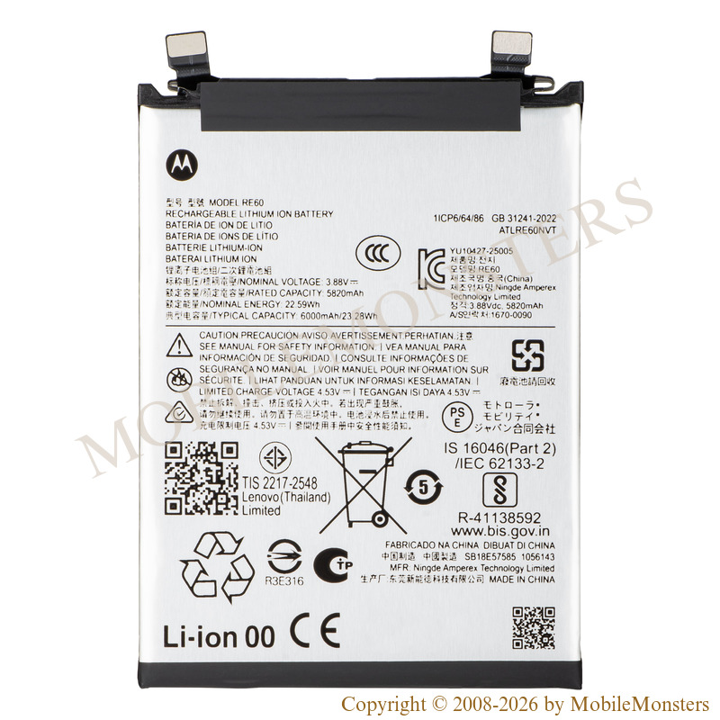 Akumulators Motorola Edge 60 Pro (XT2507-1) (Service pack) 6000mAh Li-Ion RE60 Akumulators Motorola Edge 60 Pro (XT2507-1) (Service pack) 6000mAh Li-Ion RE60