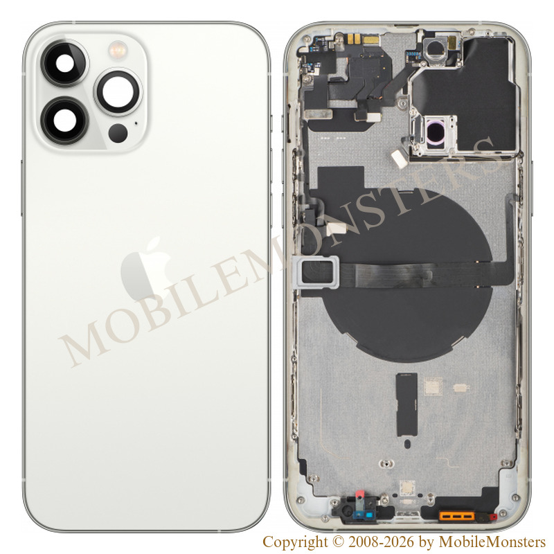 Korpuss iPhone 13 Pro Max (A2643) Videja daļa, Baterijas vāciņš, (Lietots A stavoklis) Balts Korpuss iPhone 13 Pro Max (A2643) Videja daļa, Baterijas vāciņš, (Lietots A stavoklis) Balts